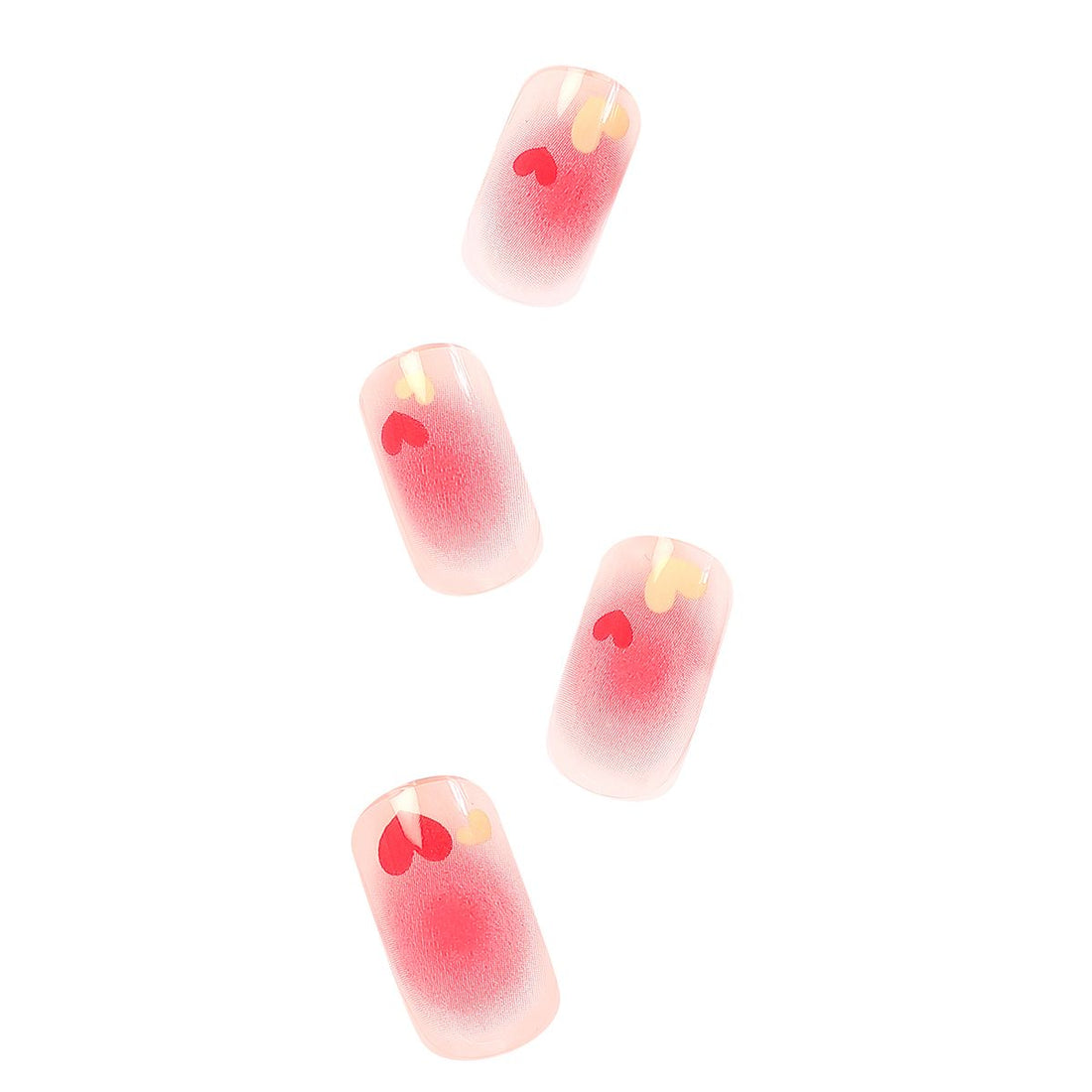 Pink Press On Nails with Glue - Short Round Nails with Hearts
