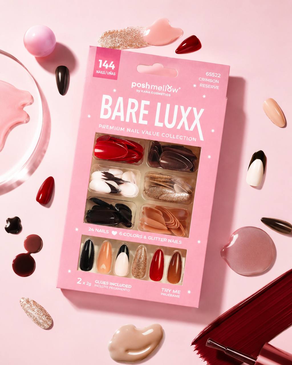 Bare Luxx - Crimson Reserve (24 Nails x 6 Styles, 144 nails) 65522