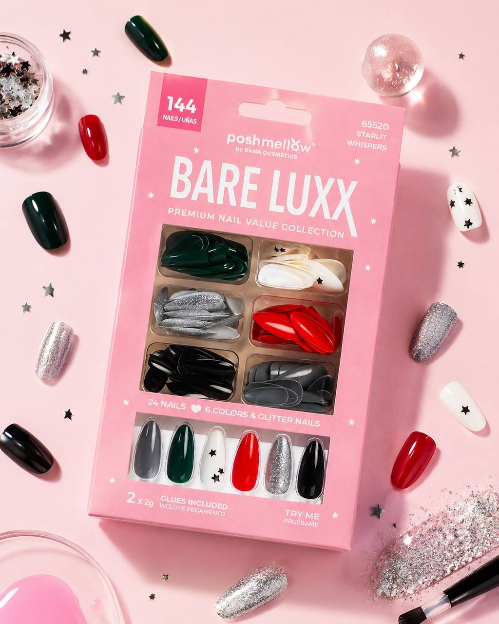 Bare Luxx - Starlit Whispers (24 Nails x 6 Styles, 144 nails) 65520