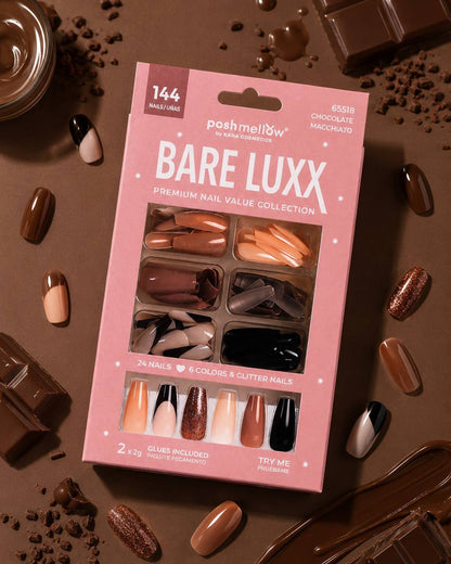 Bare Luxx - Chocolate Macchiato (24 Nails x 6 Styles, 144 nails) 65518