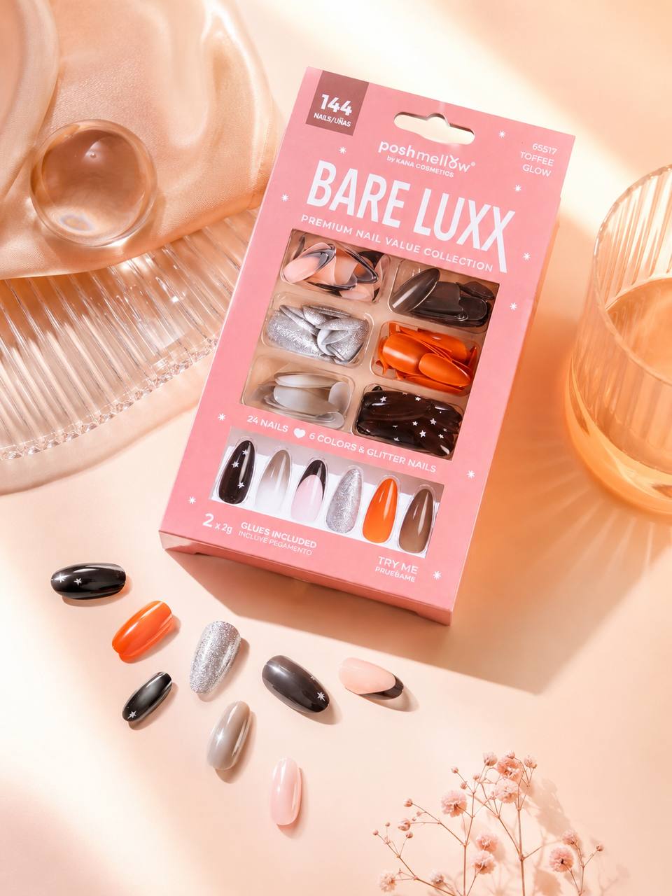 Bare Luxx - Toffee Glow (24 Nails x 6 Styles, 144 nails) 65517