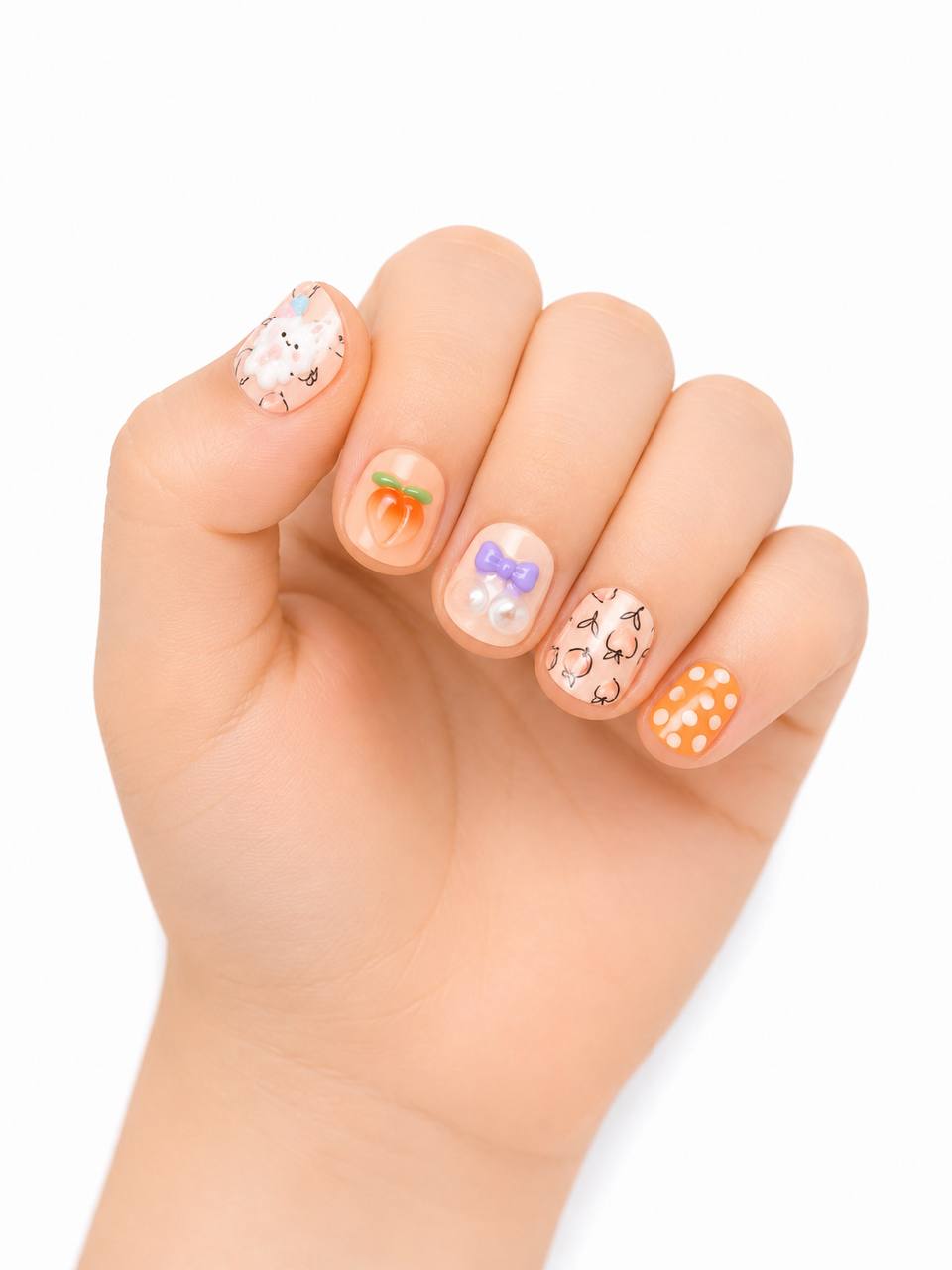 CocoPop Mini Pre-Glued Nails: Peach Clouds 65434