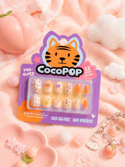 CocoPop Mini Pre-Glued Nails: Peach Clouds 65434