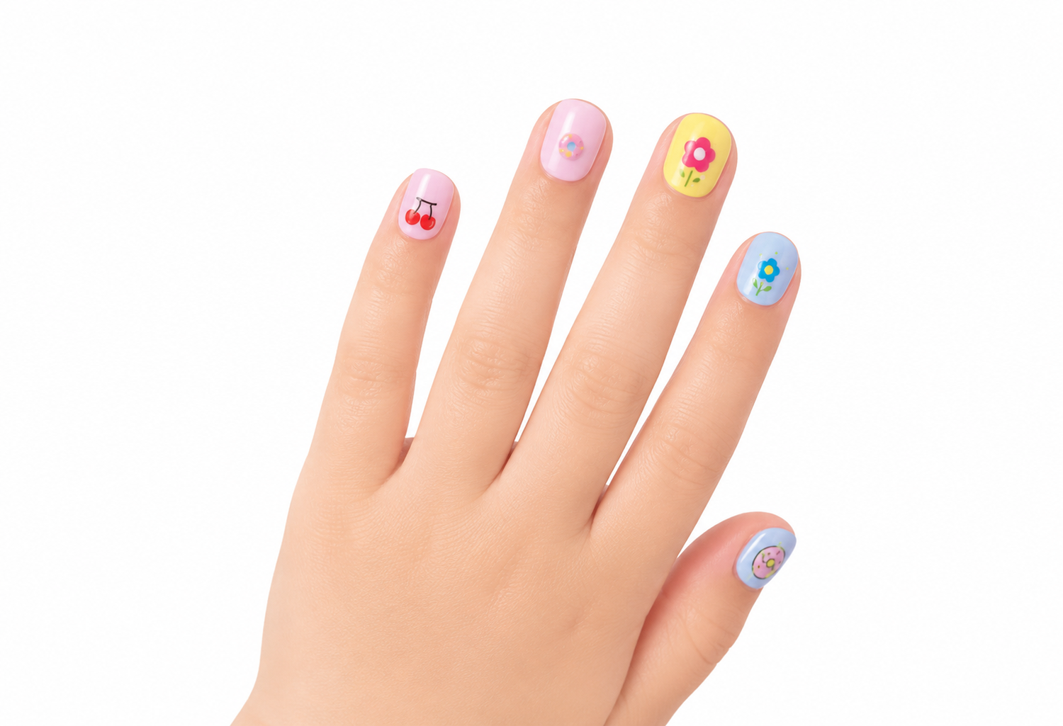 Mochi Latte Mini Pre-Glued Nails: Donuts and Flowers 65404