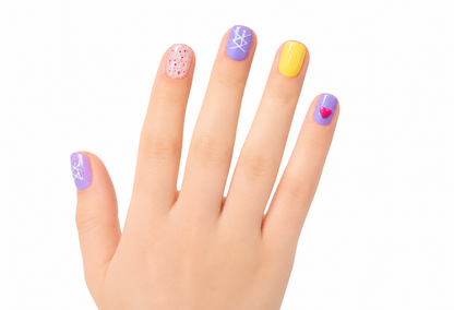 Mochi Latte Mini Pre-Glued Nails: Hearts and Patterns 65411