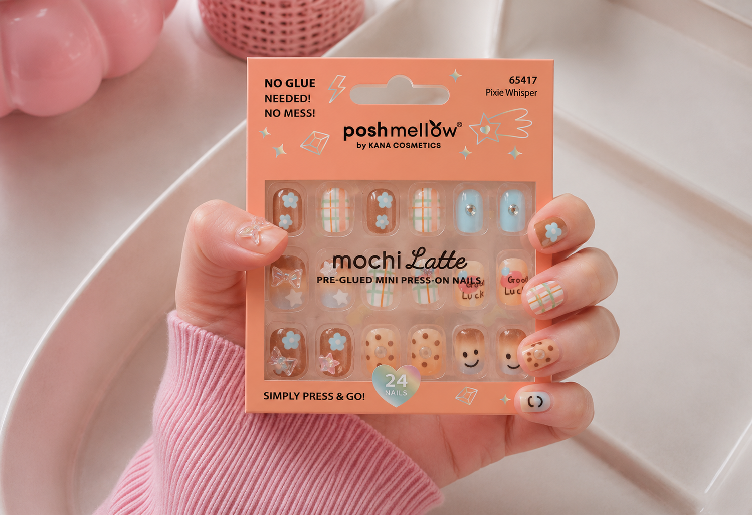 Mochi Latte Mini Pre-Glued Nails: Pixie Whisper 65417