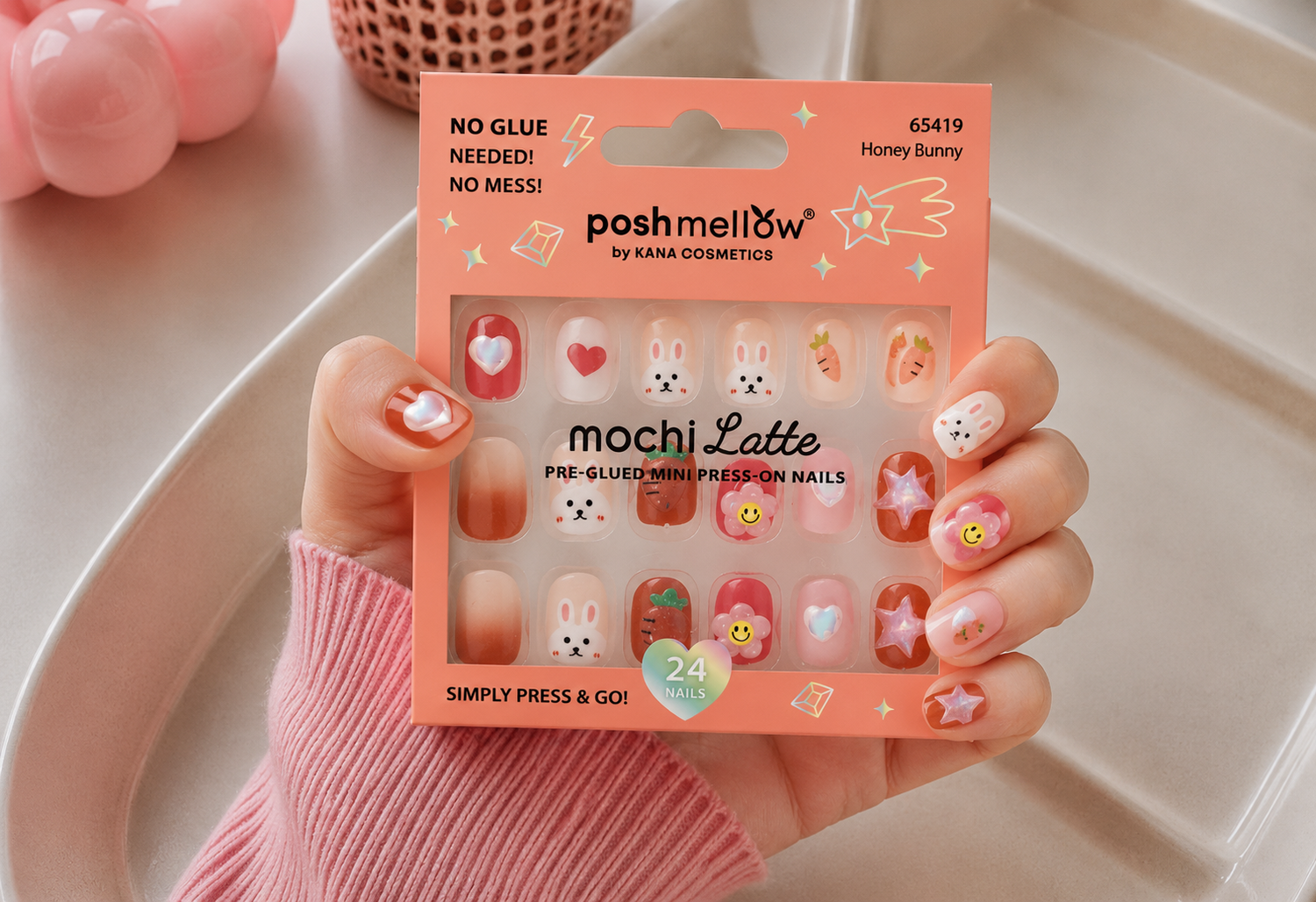 Mochi Latte Mini Pre-Glued Nails: Honey Bunny 65419