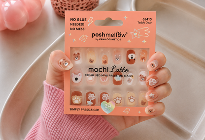 Mochi Latte Mini Pre-Glued Nails: Teddy Dear 65415