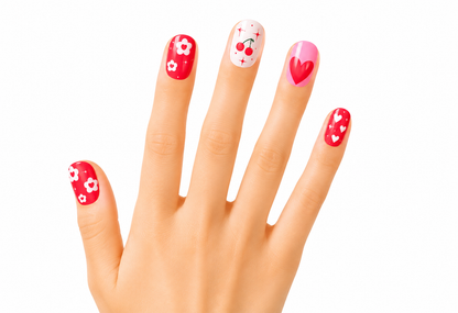 Mochi Latte Mini Pre-Glued Nails: Flowers and Hearts 65408