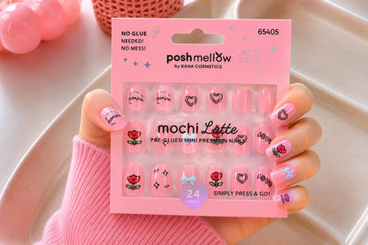 Mochi Latte Mini Pre-Glued Nails: Love and Flowers 65405