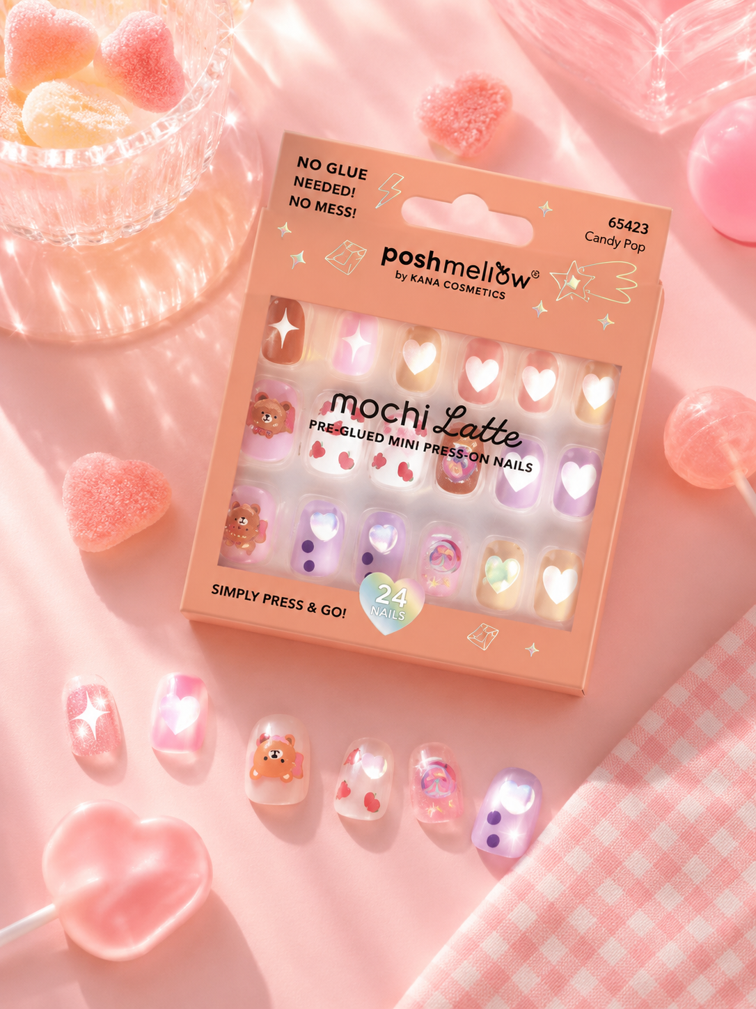 Mochi Latte Mini Pre-Glued Nails: Candy Pop 65423