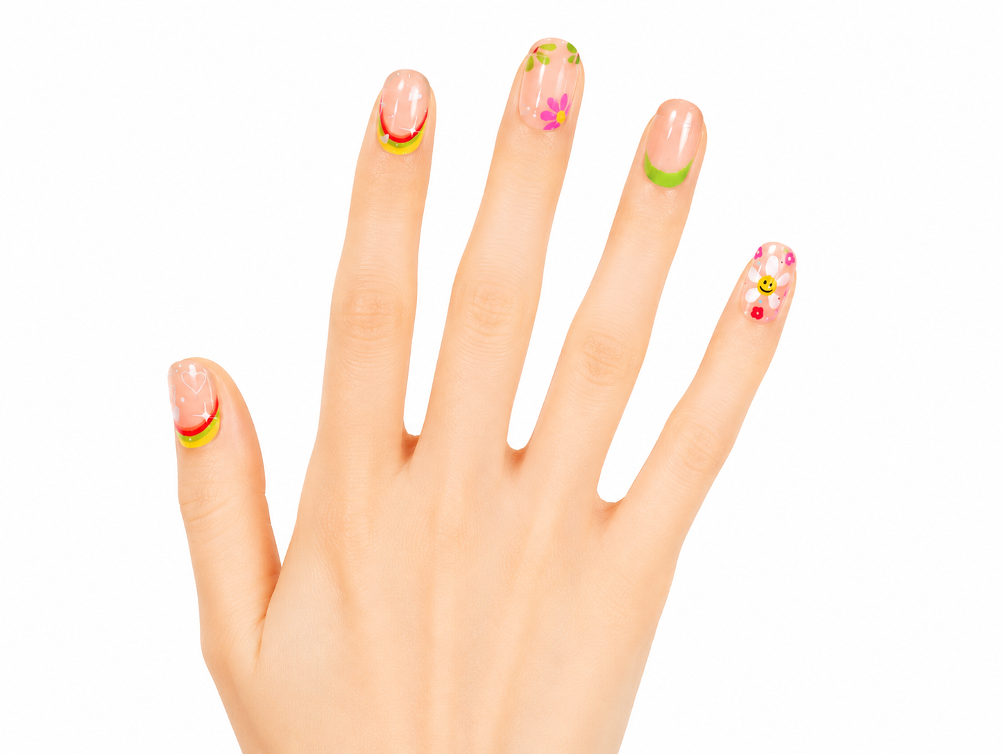 Mochi Latte Mini Pre-Glued Nails: Rainbows and Smiley 65409