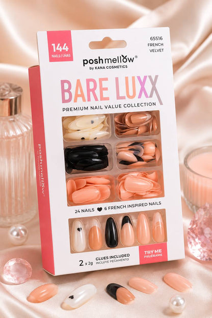Bare Luxx - French Velvet (24 Nails x 6 Styles, 144 nails) 65516
