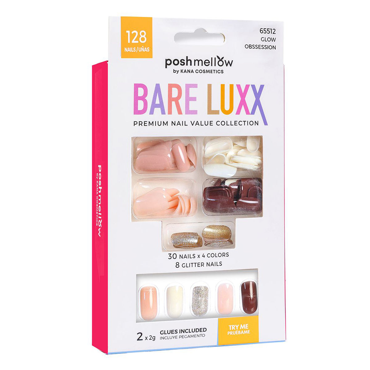 Press On Nails with Glue - Short Round Nails by Poshmellow (Value Pack)