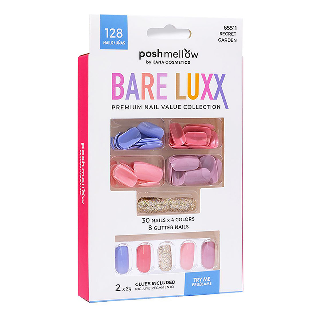 Press On Nails with Glue - Short Round Nails by Poshmellow (Value Pack)