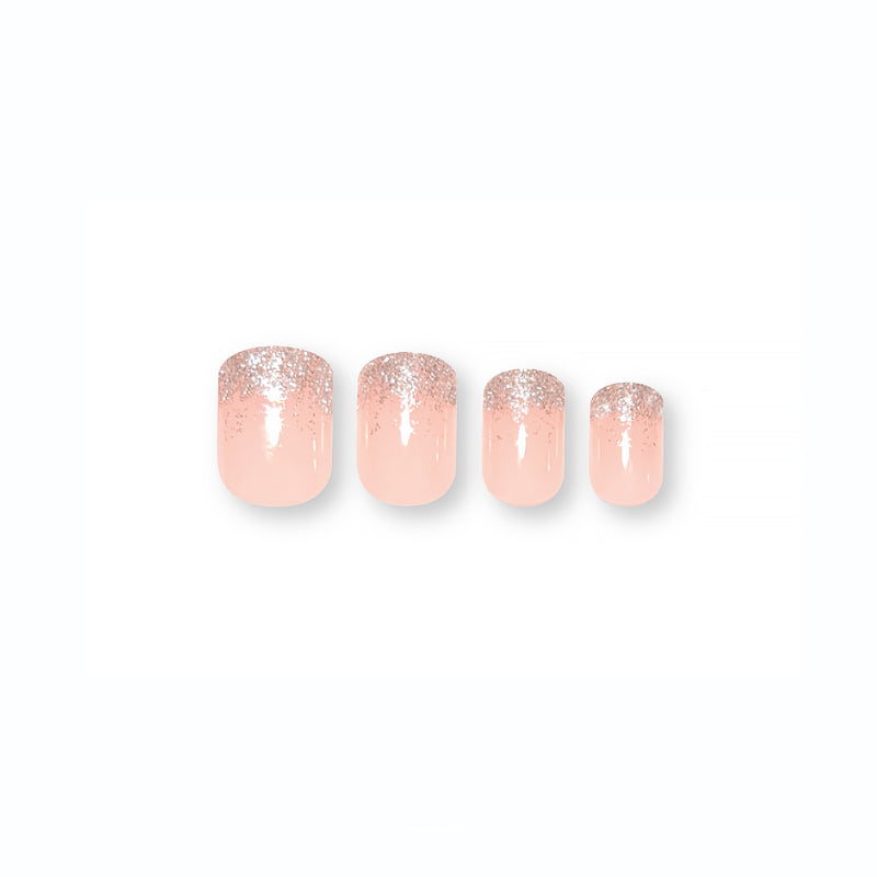 Pink Press On Nails with Glue - Short Oval Nails with French Tips by Poshmellow