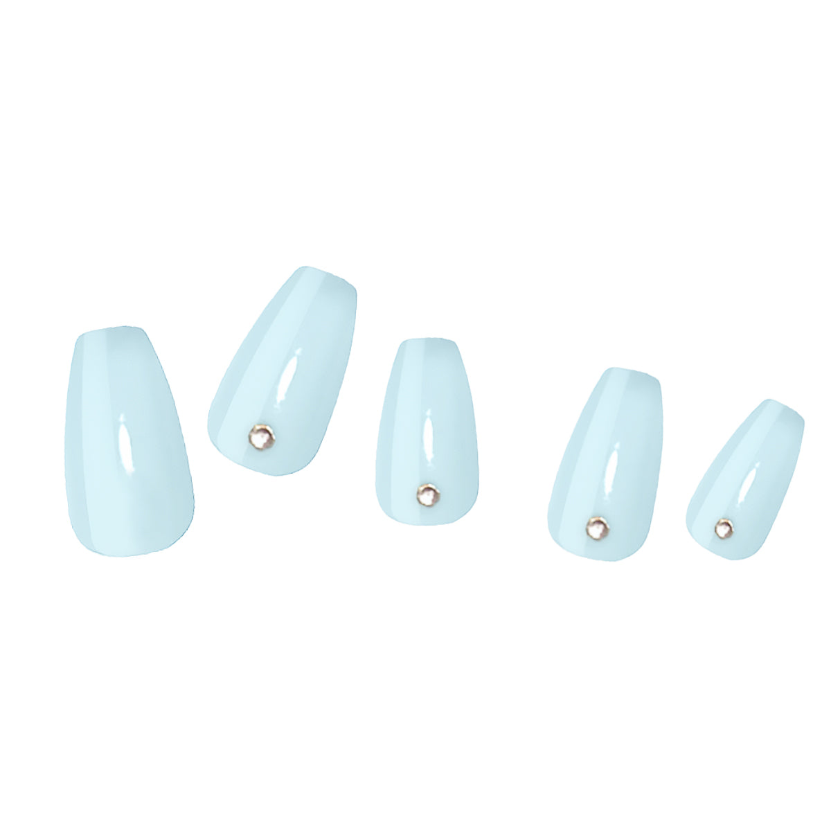Blue Press On Nails with Glue - Coffin Shaped Nails by Poshmellow