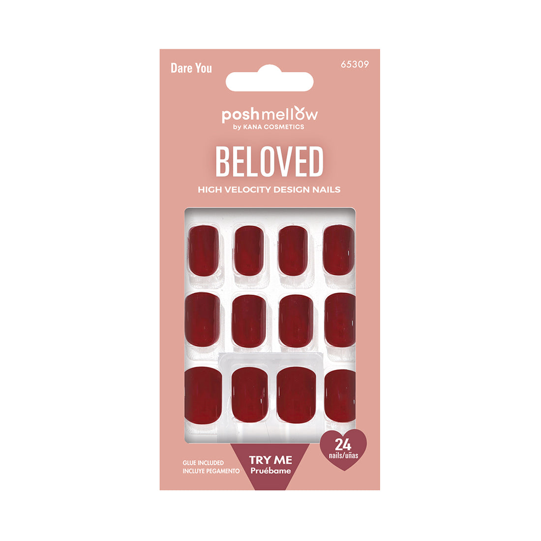 Red Press On Nails with Glue - Short Square Nails by Poshmellow