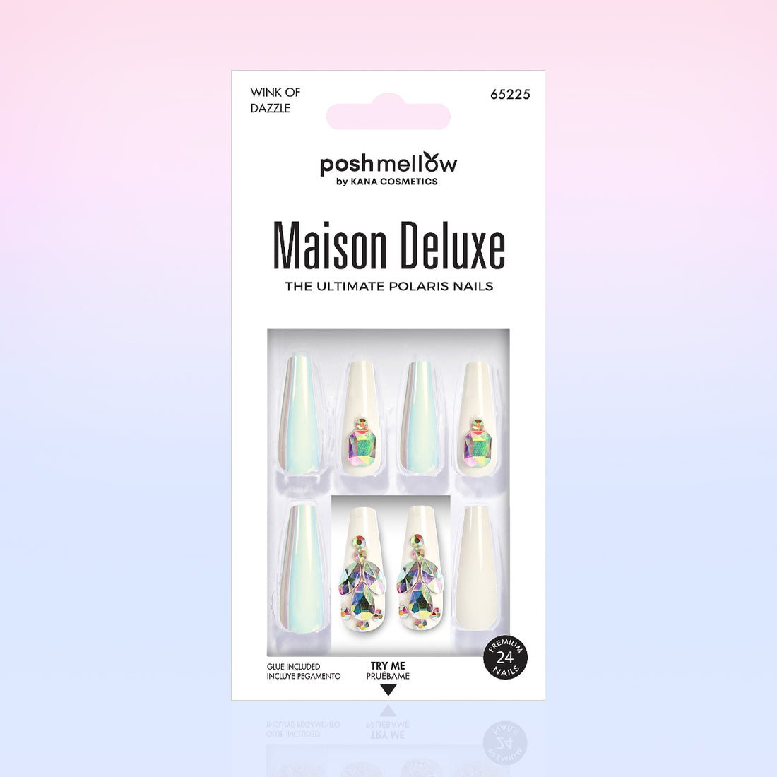 White Press On Nails with Glue