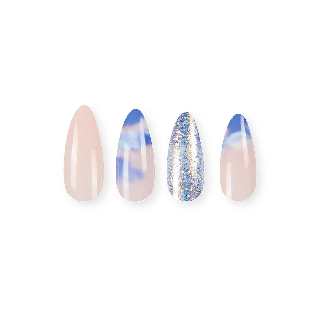 Blue Press On Nails with Glue Almond Shaped Nails - Poshmellow
