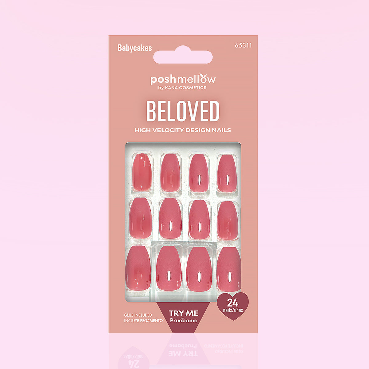Pink Press On Nails with Glue - Almond Nails by Poshmellow